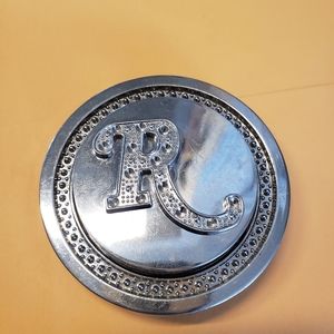 Silver "R" Initial Spinning Belt Buckle